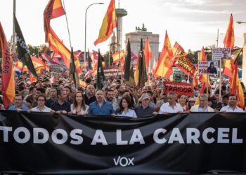 Más de mil personas piden la salida de Sánchez en una marcha convocada por Vox en Madrid