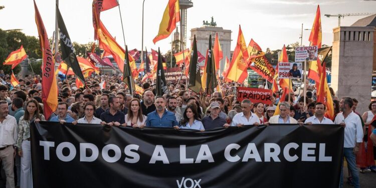 Más de mil personas piden la salida de Sánchez en una marcha convocada por Vox en Madrid