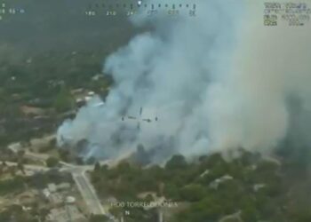 Un incendio de vegetación ya controlado obliga a desalojar una urbanización en Torrelodones