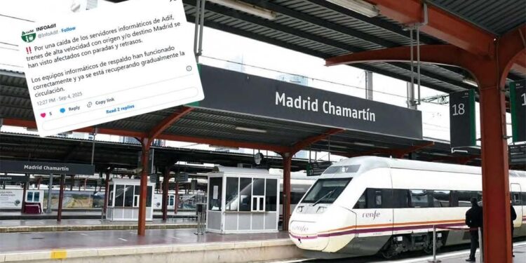 Los trenes AVE que circulan por Madrid siguen registrando retrasos horas después de la caída de los servidores de Adif