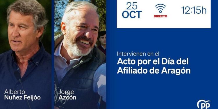 Feijóo y Azcón intervienen en el acto por el Día del Afiliado de Aragón