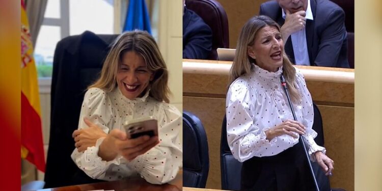 Yolanda Díaz se ríe de su lapsus en el senado y culpa a la oposición: ‘Son unos maleducados’